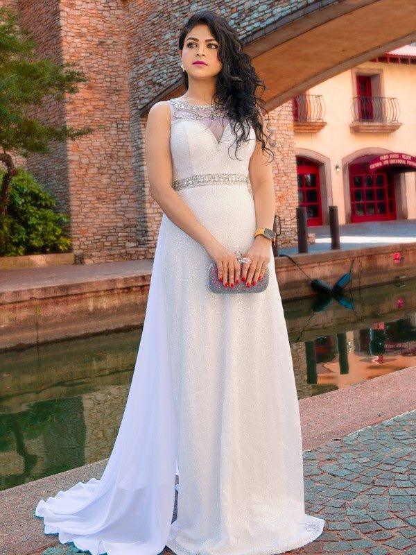 NumberSea-A-Line/Princess Chiffon Beading Scoop Sleeveless Sweep/Brush Train Dresses US 4 / UK 8 / EU 34 NumberSea-A-Line/Princess Chiffon Beading Scoop Sleeveless Sweep/Brush Train Dresses US 4 / UK 8 / EU 34