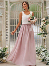 NumberSea - A - Line/Princess Chiffon Ruffles Scoop Sleeveless Floor - Length Two Piece Bridesmaid Dresses