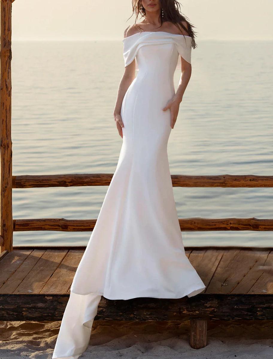 mermaid trumpet satin wedding dress Long Sleeve Satin Trumpet Mermaid Wedding Dress