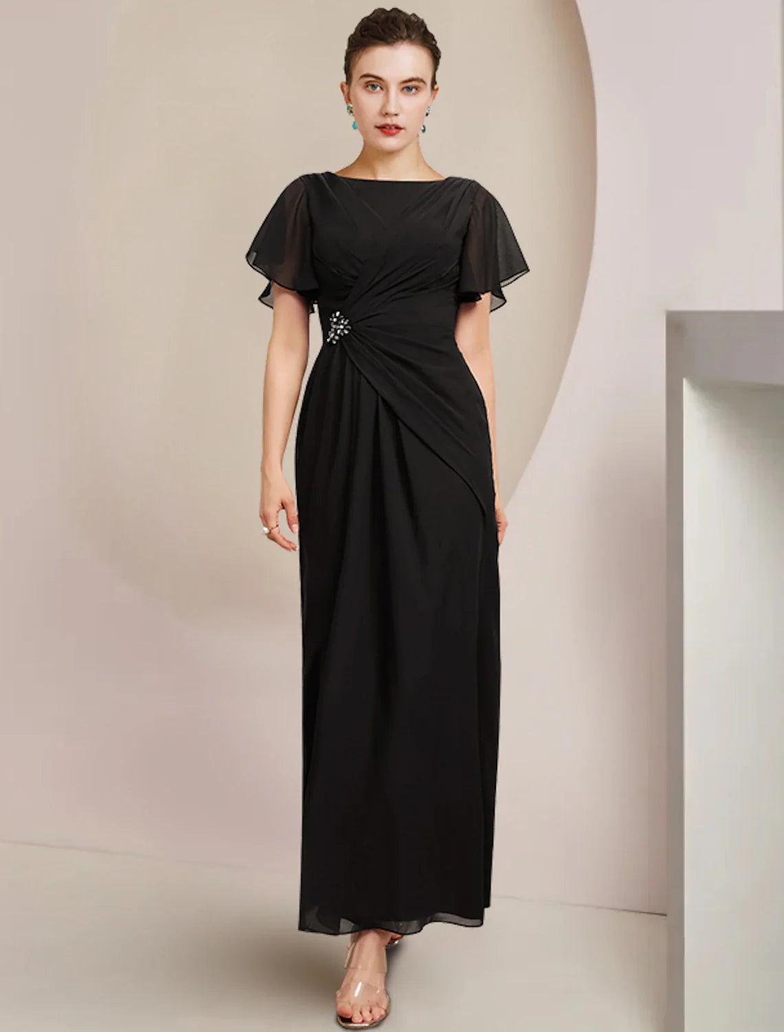 Sheath / Column Mother of the Bride Dress Wedding Guest Elegant Scoop – NumberSea