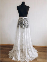 NumberSea - Boho Wedding Dresses A - Line Separates Separates Sweep / Brush Train Lace OverSkirts Bridal Gowns With Appliques Solid Color