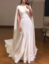 NumberSea - Casual Wedding Dresses A - Line Scoop Neck Sleeveless Sweep / Brush Train Stretch Fabric Bridal Gowns With Sash / Ribbon