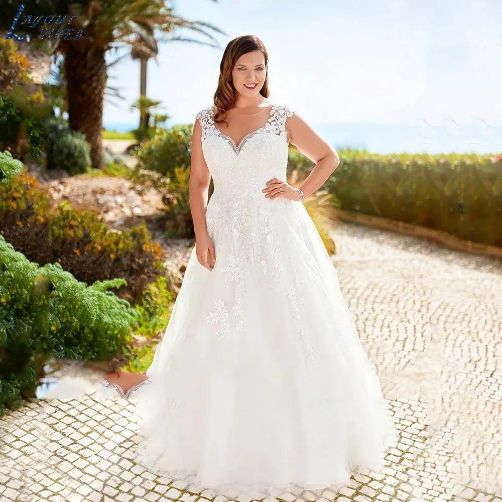 NumberSea-Classic Plus Size Cap Sleeves Wedding Dresses Charming O-Neck Backless Bride Gowns Robe De Mariée Custom Made 2024