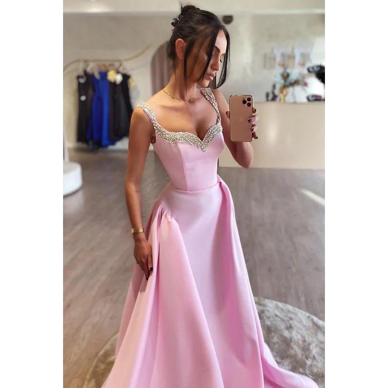 NumberSea-Couture & Ornate A-Line Rhinestone V-Neck Straps Party Prom Dress As Picture / 16 NumberSea-Couture & Ornate A-Line Rhinestone V-Neck Straps Party Prom Dress As Picture / 16