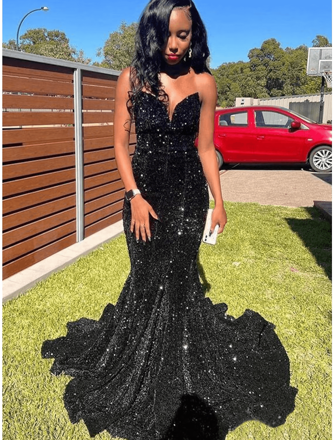 NumberSea-Mermaid / Trumpet Prom Dresses Glittering Dress Graduation Floor Length Sleeveless V Neck Sequined with Sequin