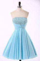 High Quality Chiffon Light Blue Homecoming Dresses