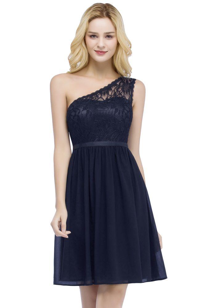 NumberSea-Lace Top Chiffon A-line Short Scoop Bridesmaid Dresses US6 / Navy NumberSea-Lace Top Chiffon A-line Short Scoop Bridesmaid Dresses US6 / Navy