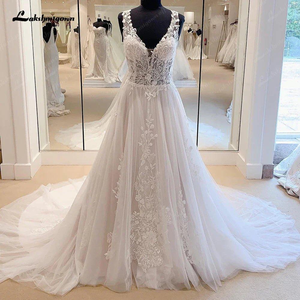 NumberSea-NumberSea Boho Lace Appliques Wedding Dresses 2025 Civil Bridal Beach Wedding Gowns Vestidos de festa Party Gowns