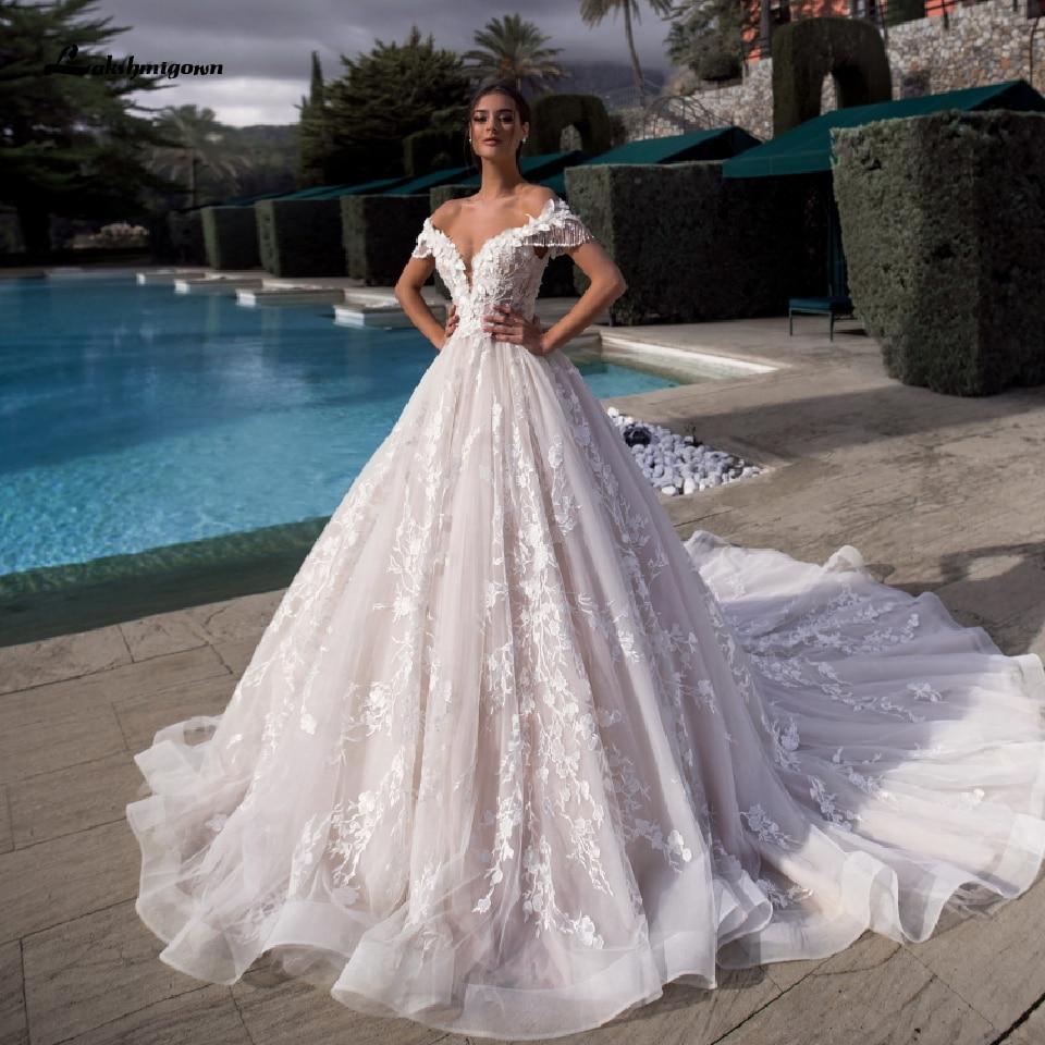 NumberSea-NumberSea Luxury Princess Bridal Gown Vintage Lace Wedding Dresses Off The Shoulder Ivory / 16 NumberSea-NumberSea Luxury Princess Bridal Gown Vintage Lace Wedding Dresses Off The Shoulder Ivory / 16