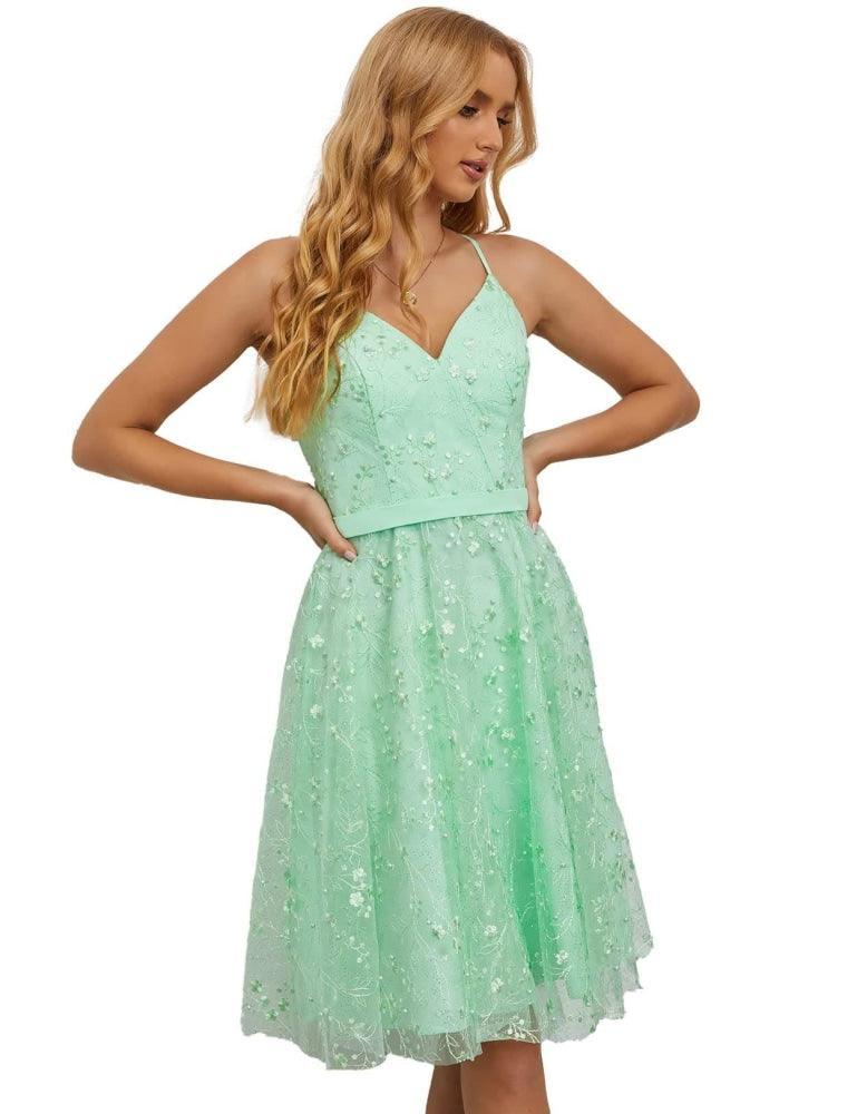 NumberSea-Numbersea Women's Homecoming Dress Short for Teens Prom Dresses A- Line Tulle Mini Cocktail Party Gowns Lace Appliques SEA28078