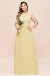 Plus Size Floral A-line Bridesmaid Dress Sleeveless Evening Maxi Dress for Girls Women