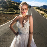 Vestido de novia NumberSea Boho Blush Plush Pink, vestido de novia de verano 2021, nuevo vestido de novia de encaje con corpiño sexy y tirantes finos