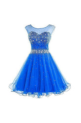Short Tulle Beading Homecoming Dress Graduation Gown