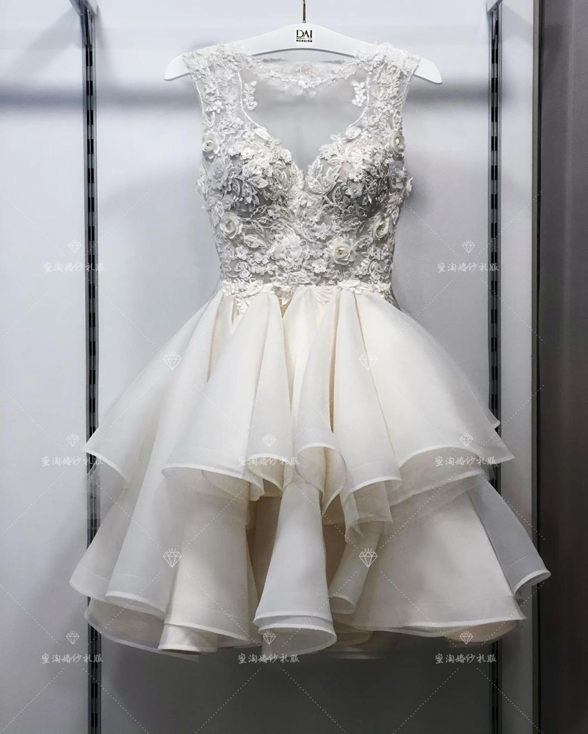 short wedding dresses 2021 Short Wedding Dress With Cape