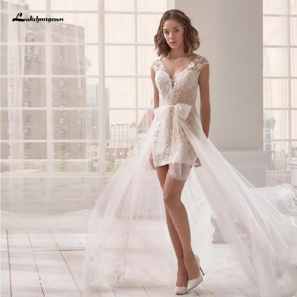 NumberSea-NumberSea Short Wedding Dress Boho Beach Vintage Lace Bridal Dresses