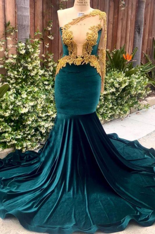 dark green and gold dress NumberSea-Stunning One Shoulder Mermaid Prom 3D Embellishment Bodycon Party Dress lilac prom dresses Brand New With Tag this dress is the Size:W34/30