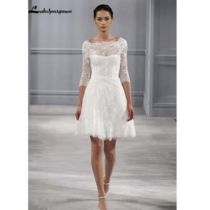 3 4 sleeve dresses knee length NumberSea-NumberSea Summer Short Wedding With 3/4 Sleeves collection-year_2024 best CHOICE at Stacees. Romantic Ball Gown Wedding Colour:Copper