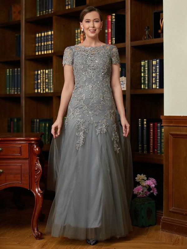 td dresses formal NumberSea-Mother of the Bride Dresses A-Line Princess Tulle Lace Short  Sleeves Floor-Length