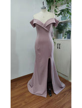 Meerjungfrau/Trompete Abendkleid Sexy Kleid Hochzeitsgast Abschlussball Bodenlang Kurzarm Herzausschnitt Stretch Chiffon mit Schlitz Reine Farbe