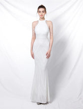 Meerjungfrau/Trompete Ballkleider Sparkle & Shine Kleid Formelle Hochzeitsgast Bodenlang Ärmellos Neckholder Pailletten mit Pailletten