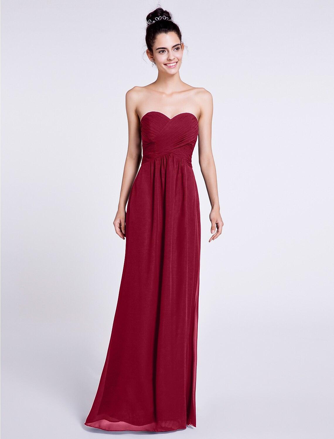 Sheath / Column Bridesmaid Dress Sweetheart Sleeveless Elegant Floor L –  NumberSea