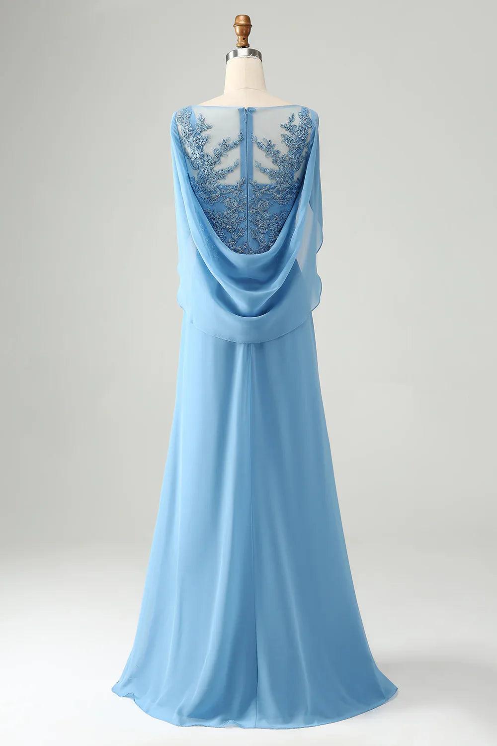 Vestido de madre de la novia de corte sirena con mangas casquillo y apliques de cuentas