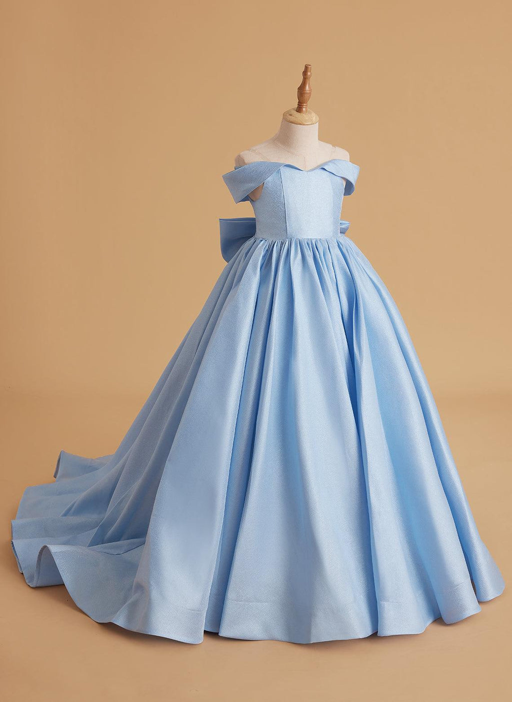 Vestido de fiesta de cumpleaños de satén azul encantado para niñas 