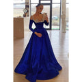 Glamouröses und dramatisches A-Linien-Abendkleid mit langen Ärmeln, Strass-Trägern und Ballkleid