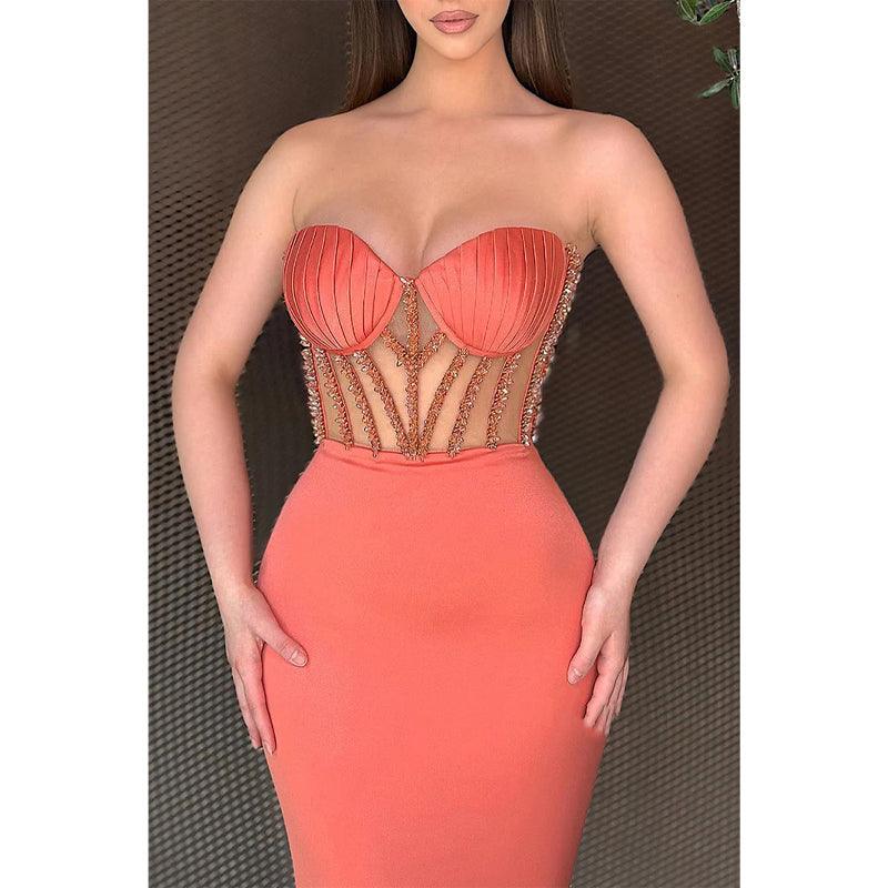 Sweetheart Strapless Empire Beaded Trumpet Party Prom Evening Dress