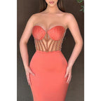 Sweetheart Strapless Empire Beaded Trumpet Party Prom Evening Dress