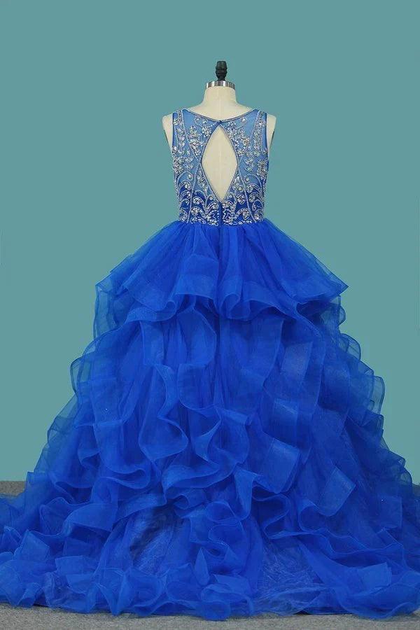 Vestidos de quinceañera de tul con escote en V y corte A