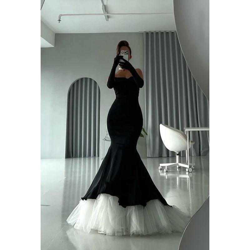 Trompeten-/Meerjungfrauen-Kleid, schulterfrei, elegant, für Abend, Party, Ball