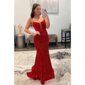 Vestido de fiesta brillante con lentejuelas y escote en V pronunciado