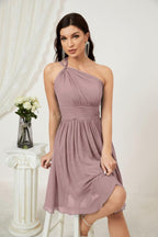 Numbersea Women Chiffon Short One Shoulder Bridesmaid Dress Formal Dresses For Party Homecoming 2804