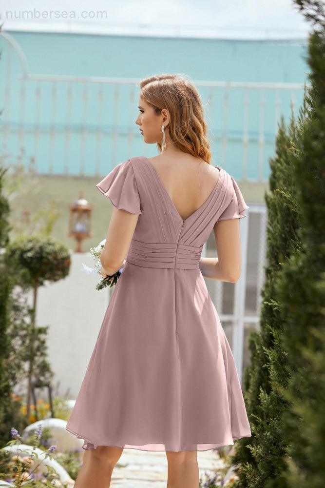 Neck Chiffon Bridesmaid Dresses Formal Cocktail Prom Gown Homecoming 28013