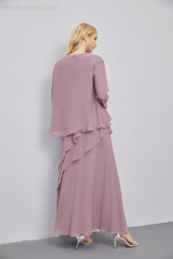 Mother of Bride Dresses with Open Front Lightweight Cardigan Formal Prom Gown 28081-numbersea