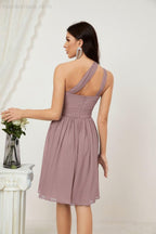 Numbersea Women Chiffon Short One Shoulder Bridesmaid Dress Formal Dresses For Party Homecoming 2804