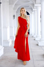 Ladies Chiffon One Shoulder Bridesmaid Evening Dress Wedding Party Evening Dress 28133-numbersea