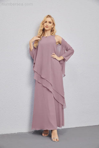 Mother of Bride Dresses with Open Front Lightweight Cardigan Formal Prom Gown 28081-numbersea