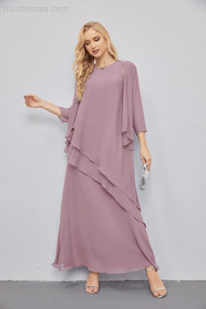 Mother of Bride Dresses with Open Front Lightweight Cardigan Formal Prom Gown 28081-numbersea