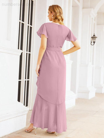 Numbersea Ruffled Bridesmaid Dresses Mermaid Formal Violin Evening Party Prom Gowns 28042-numbersea