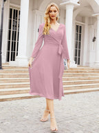 Bridesmaid Dress V-Back Waist Belt Mother of the Bride Wedding Guest 28031-numbersea