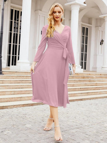 Bridesmaid Dress V-Back Waist Belt Mother of the Bride Wedding Guest 28031-numbersea
