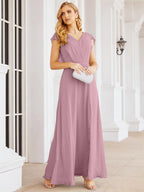 Numbersea Bridesmaid Dresses Cape Formal Prom Dress Open Back Gowns for Mother of The Bride 28058-numbersea