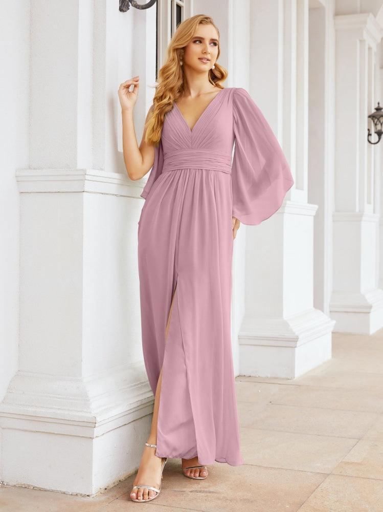 Numbersea Bridesmaid Dresses with Split for Wedding Party Flutter Sleeves 28045-numbersea