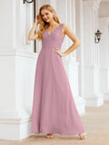 Formal Prom Gown Elegant V-Neck Sleeveless Bridesmaid Dresses for Wedding Party 28037-numbersea