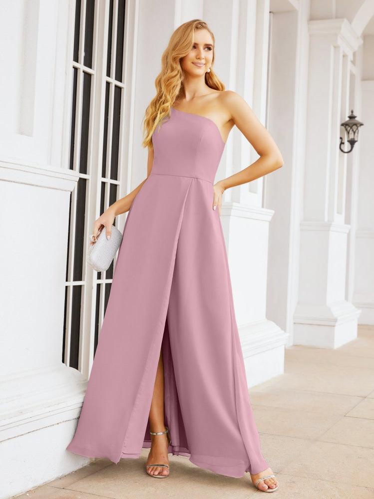 Numbersea Women's One Shoulder Formal Prom Gowns for Mother of The Bride Side Slit Bridesmaid Dresses 28052-numbersea