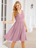 Numbersea Homecoming Dresses Knee Length Skirt V Back 28062 Dusty Rose