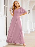 Numbersea Bridesmaid Dresses for Wedding Formal Evening Party Prom Gown with Cape 28050-numbersea