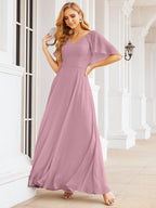 Numbersea Bridesmaid Dresses for Wedding Formal Evening Party Prom Gown with Cape 28050-numbersea